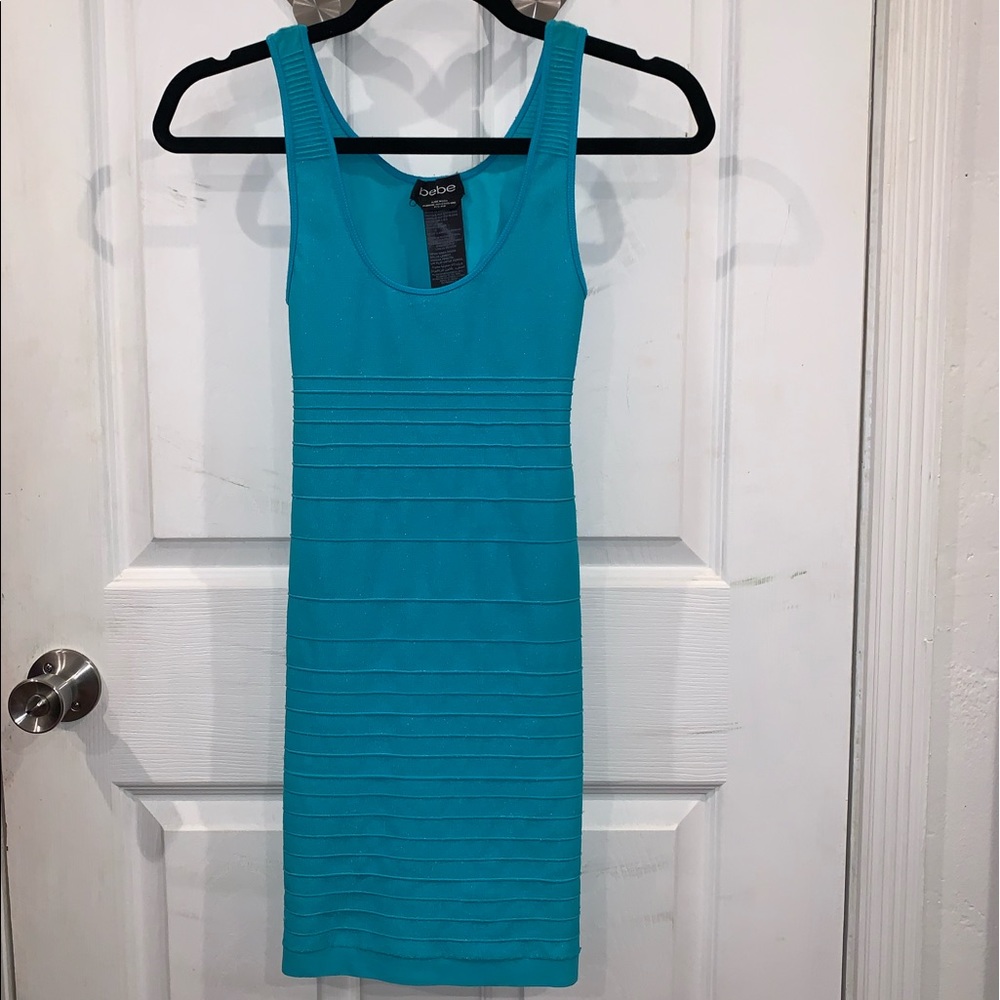Bebe back cutout shine bodycon dress